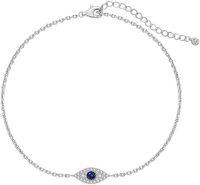 wholesale 925 Sterling Silver Evil Eye Ankle Anklet w/ Blue Stone & CZs - Bohemian Beach Foot Jewelry-Anklet 4