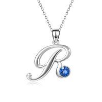 wholesale TOUPOP Christmas & Birthday Gifts: Initial Necklaces - 925 Sterling Silver Letter Pendants With Birthstone A-z -color_name:R-Running to the future with you