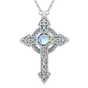 B-Abalone Celtic Cross Moonstone