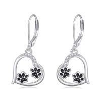 wholesale TOUPOP Earrings For Women Sterling Silver Evil Eye/tree Of Life/owl/black Cat/penguin/paw Print Good Luck Earrings Animal Jewelry Mother's Day Birthday Gifts For Her Mom Sisters -style_name:Paw Print