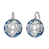 wholesale TOUPOP Tree Of Life Lever Back Earrings For Women Sterling Silver Crystal Jewelry Tree Of Lfe Gifts For Women Birthday -style_name:2-Lotus