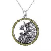 TOUPOP Sterling Silver Birthstone Flower Necklace 12 Month Pendant Birthday Gift-style_name:08-August-Poppy