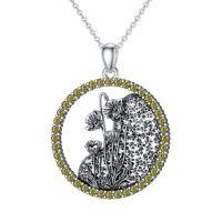 wholesale Birth Flower Necklace 925 Sterling Silver Birth Month Flower Pendant 12 Month Birthstone Jewelry Birthday Gifts For Women -style_name:08-August-Poppy