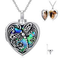 wholesale TOUPOP Heart Urn Locket Necklace For Ashes And Pictures 925 Sterling Silver Locket Cremation Jewelry With Abalone Shell Keepsake Memorial Gifts For Women（that Holds Pictures And Ashes） -style_name:Dragonfly
