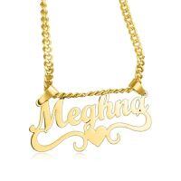 TOUPOP 10k/14k/18k Solid Gold Custom Name Necklace For Women-style_name:B-Custom name (heart)