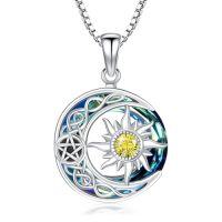 wholesale TOUPOP Sterling Silver Sun And Moon Necklace For Women Birthstone Jewelry Crescent Moon Star Necklace Sun Pendnat Jewelry Blue Crystal Pendant Birthday Christmas Gifts Celtic Moon Necklace -style_name:11 Nov