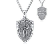wholesale TOUPOP Christmas Gifts For Men 925 Sterling Silver Saint Amulet Necklace For Men Women Protection Medal Pendant Religious Necklace Catholic Jewelry Birthday Gifts For Father Son Husband Grandfather Police -style_name:A03-St Michael(Shield)