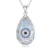 TOUPOP 925 Silver Moonstone Hamsa Tree of Life Evil Eye Protection Necklace-style_name:1-Evil Eye