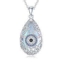 wholesale Teardrop Filigree Moonstone Necklace 925 Strerling Silver Hamsa/tree Of Life/evil Eye Necklace Protection Pendant Protection Moonstone Jewelry Christmas Gifts For Women -style_name:1-Evil Eye