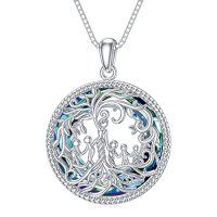 wholesale TOUPOP Christmas Gifts For Mom, Mothers And Daughter/son Necklace, 925 Sterling Silver Tree Of Life Crystal Jewelry Birthday Gifts For Women Mother Grandma Wife -color_name:E-Mother and 5 Child-Blue Crystal