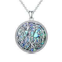 wholesale TOUPOP Christmas Gifts For Mom Tree Of Life Mother Necklace 925 Sterling Silver Mother And Daughter/son Jewelry Birthday Gifts For Women Grandma Wife -style_name:Abalone Shell-5 Children