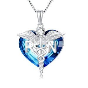 Heart Blue Crystal RN Necklace