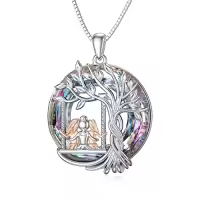 TOUPOP Sterling Silver Crystal Tree Of Life Sisters Necklace-color_name:3 Sisters-Purple Crystal