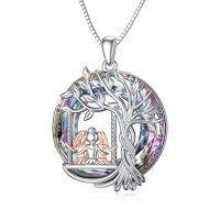 wholesale TOUPOP Sister Christmas Gifts From Sister Tree Of Life Sisters Necklace 925 Sterling Silver Crystal Jewelry Birthday Gifts For Women Friends Friendship -color_name:3 Sisters-Purple Crystal
