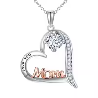 TOUPOP Sterling Silver Birthstone Heart Mom Necklace Gift for Women-color_name:04-April-Synthetic Diamond