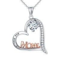 wholesale Birthday Gifts For Mom 925 Sterling Silver Heart Mom Necklace Birthstone Jewelry Mother's Day Christmas For Women Mother Grandma -color_name:04-April-Synthetic Diamond