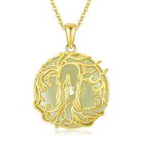wholesale Gifts For Women Tree Of Life Necklace 14k Gold Plated Sterling Silver Round Jade Jewelry For Women Mom Sister Birthday Christmas Gifts -style_name:3C-3 Sister-Gold-Jade
