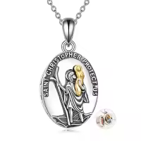 TOUPOP 925 Sterling Silver Guardian Necklace For Women Men-color_name:Saint Christopher Locket Necklace