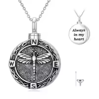 TOUPOP Sterling Silver Tree Of Life Urn Necklace For Ashes Memorial Keepsake Jewelry-style_name:8-Dragonfly