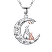 wholesale TOUPOP Cat/owl/polar Bear/dachshund/crow/fox Necklace For Women 925 Sterling Silver Celtic Moon Pendant Jewelry Birthday Christmas Anniversary Animal Lovers Christmas Gifts For Her -style_name:Polar Bear