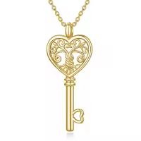 TOUPOP Sterling Silver Tree Of Life Key Necklace For Women-color_name:14K Gold Plated