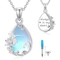 wholesale TOUPOP Urn Necklace For Ashes Sterling Silver Moonstone Cremation Jewelry For Ashes Jewelry Gifts For Nature Lovers Keepsake Memorial Jewelry For Women -style_name:9-Dragonfly