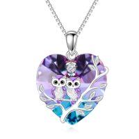 wholesale TOUPOP Owl Necklace For Women 925 Sterling Silver Crystal Owl Family Pendant Necklace Birthday Christmas Jewelry Gifts -style_name:2 Owls