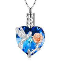 wholesale TOUPOP Sterling Silver Urn Necklace For Ashes With Crystal Memorial Keepsake Hummingbird/dragonfly/butterfly/cardinal Cremeation Jewelry Birthday Christmas Gifts For Her Women -style_name:Hummingbird