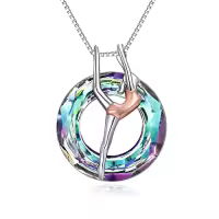 TOUPOP Sterling Silver Crystal Gymnast Necklace Gifts for Granddaughter Team USA Ballerina Sport Pendant-color_name:Gymnastic Necklace with Purple Circle Crystal