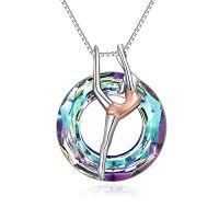 wholesale TOUPOP Gymnastic Necklace 925 Sterling Silver Gifts For Granddaughter Team Usa Gymnastics Fashion Jewelry Pendant Sport Ballerina For Gymnastics Gifts Fashion Jewelry Gymnastics Pendant Sport Ballerina For Birthday Gifts -color_name:Gymnastic Necklace with Purple Circle Crystal