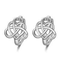 TOUPOP 925 Sterling Silver Celtic Knot Triangle Huggie Hoop Earrings Irish Gifts-style_name:Heart Celtic Knot Earrings
