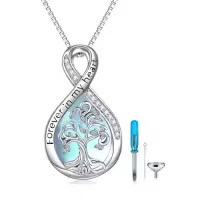 TOUPOP Sterling Silver Urn Necklace For Ashes With Filler Kit-style_name:Tree of Life Urn Necklace(Moonstone)