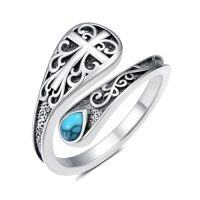 wholesale TOUPOP Spoon Rings For Women 925 Sterling Silver Adjustable Thumb Spoon Rings Promise Engagement Statement Boho Vintage Finger Open Antique Rings Jewelry -style_name:17-Cross