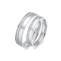 wholesale TOUPOP Personalized Moissanite Wedding Band Set Marriage Rings For Couples Set Sterling Silver 10k 14k 18k Ring Sets For Him And Her Anniversary Birthday Gifts, Size 4-14 -style_name:Wedding Band Set-B