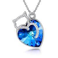 wholesale TOUPOP Unicorn/animal/tree/flower Pendant Necklace For Women Girls 925 Sterling Silver Trendy Crystal Jewelry Christmas Birthday Gifts For Mom Daughter Her -color_name:Cat-Heart Crystal