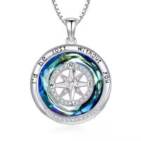 TOUPOP Sterling Silver Crystal Compass Necklace for Women Graduation Gifts-style_name:Compass