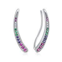 wholesale TOUPOP 925 Sterling Silver Ear Climbers Earrings For Women Created Opal Earrings For Women Hypoallergenic Crawler Earrings Jewelry Gifts For Mom Wife -style_name:1-Colorful Zircon