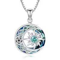 TOUPOP Sterling Silver Blue Crystal Sun Moon Necklace-style_name:12 Dec