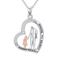 wholesale TOUPOP 925 Sterling Silver Daughter Heart Pendant Necklace From Dad I Love You Forever Jewelry Gifts For Daughter Dad Christmas Birthday Present Ideas -style_name:Heart Father Daughter Necklace