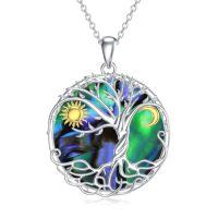 wholesale TOUPOP Abalone Shell Necklace 925 Sterling Silver Cactus/tree Of Life Pendant Jewelry Christmas Birthday Gifts For Women -style_name:1-Tree of Life