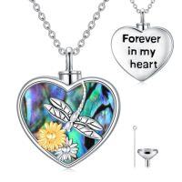 wholesale TOUPOP 925 Sterling Silver Butterfly/hummingbird/lotus/angel Wings/dragonfly Urn Necklace For Ashes Jewelry For Ashes Of Loved Ones Forever In My Heart Abalone Necklace -style_name:Dragonfly