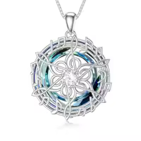 TOUPOP Sterling Silver Blue Crystal Rotating Music Note Pendant Necklace-style_name:Blue