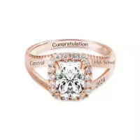 TOUPOP 925 Silver/10k/14k/18k Gold Custom Graduation Class Ring For Women-style_name:Princess Cut