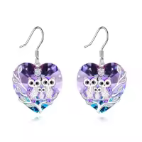 TOUPOP Sterling Silver Crystal Owl Earrings Birthday Christmas Jewelry For Women-style_name:3 Owls