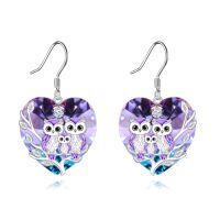 wholesale Owl Earrings 925 Sterling Silver Crystal Family Earrings Birthday Christmas Jewelry For Women -style_name:3 Owls