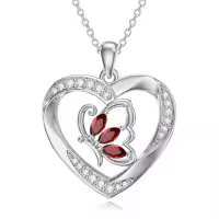 TOUPOP Sterling Silver Butterfly Pendant Necklace with Crystal Gifts-style_name:01-Butterfly