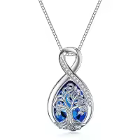 TOUPOP Sterling Silver Birthstone Tree Of Life Teardrop Infinity Necklace-color_name:09 September Birthstone