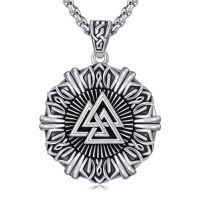 wholesale Viking Necklace 925 Sterling Silver Norse Jewelry For Fathers Day Anniversary Birthday Gifts Christmas Gifts For Men -style_name:D-Viking Valknut