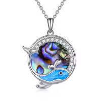 TOUPOP Sterling Silver & Stone Pendant Necklace For Women-style_name:Whale Necklace