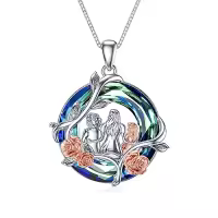 TOUPOP Sterling Silver Rose Flower Necklace Mothers Day Christmas Gifts-style_name:C-Mother Grandma Daughter